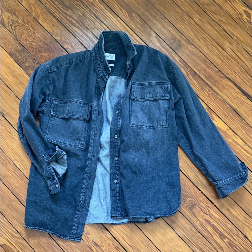 black/gray Denim Shacket
